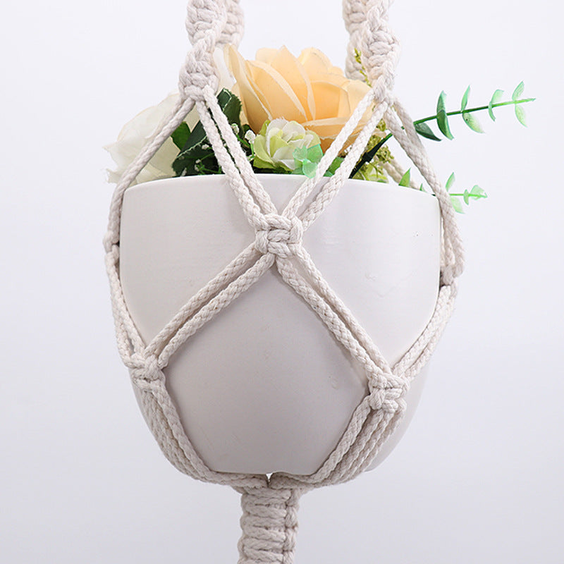 Hanging Macrame Plant Holder Dark Blue Cotton Rope | Thrascher