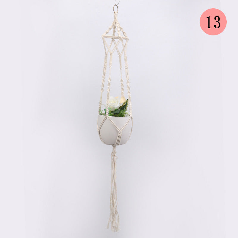 Hanging Macrame Plant Holder Dark Blue Cotton Rope | Thrascher
