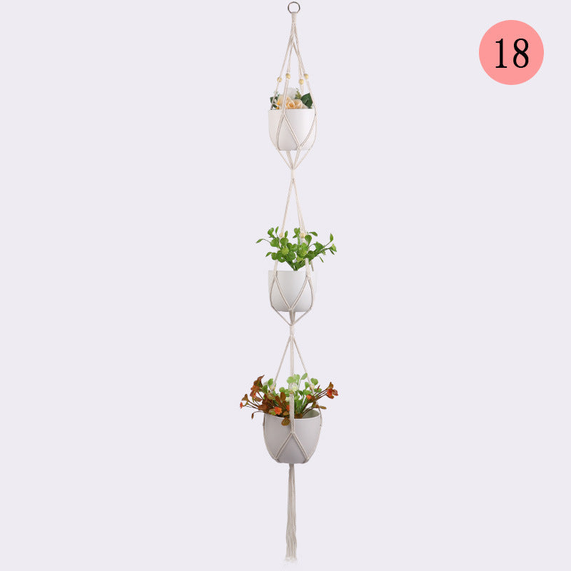 Hanging Macrame Plant Holder Dark Blue Cotton Rope | Thrascher