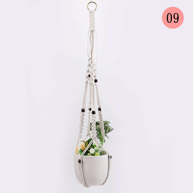 Hanging Macrame Plant Holder Dark Blue Cotton Rope | Thrascher