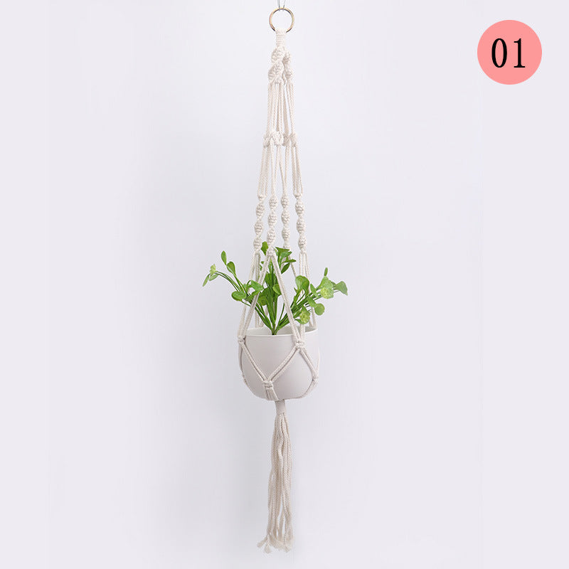Hanging Macrame Plant Holder Dark Blue Cotton Rope | Thrascher