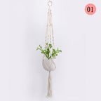 Hanging Macrame Plant Holder Dark Blue Cotton Rope | Thrascher