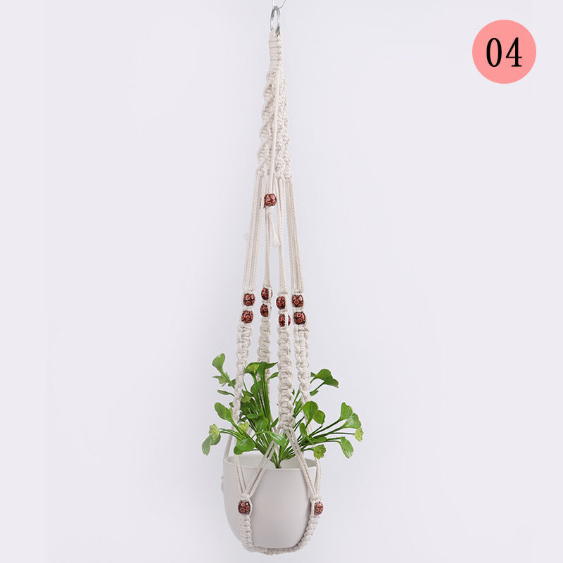 Hanging Macrame Plant Holder Dark Blue Cotton Rope | Thrascher