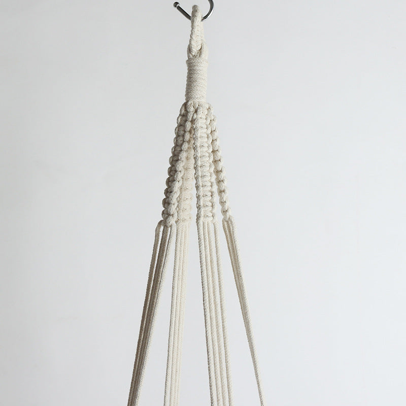 Hanging Plant Holder Cotton Macrame Wood | Thrascher
