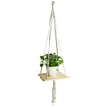 Hanging Plant Holder Cotton Macrame Wood | Thrascher