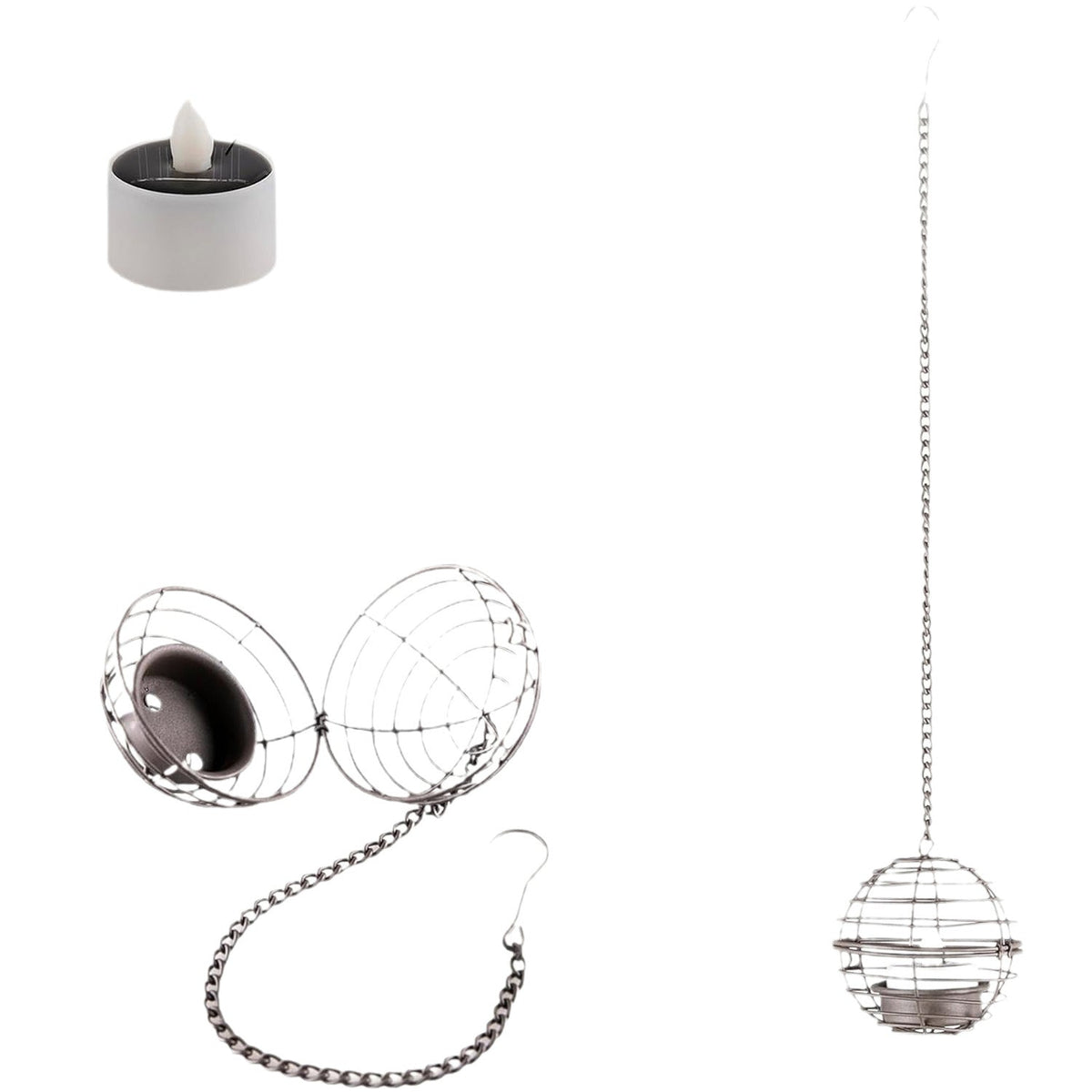 Hanging Spherical Wire Tealight Holder Set | Thrascher