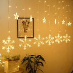 Hanging Star and Crescent Moon LED Curtain String Lights for Bedroom Ambiance | Thrascher