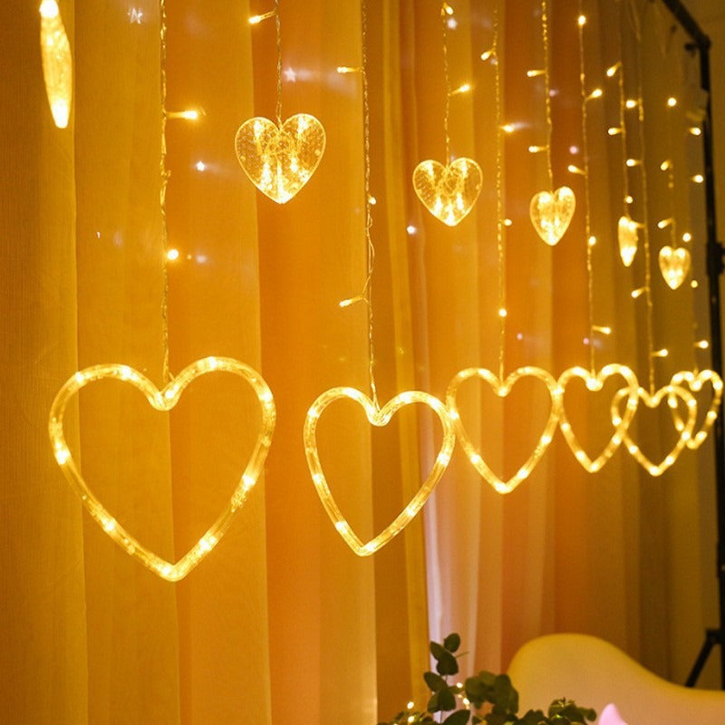 Hanging Star and Crescent Moon LED Curtain String Lights for Bedroom Ambiance | Thrascher