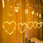 Hanging Star and Crescent Moon LED Curtain String Lights for Bedroom Ambiance | Thrascher