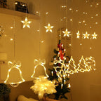Hanging Star and Crescent Moon LED Curtain String Lights for Bedroom Ambiance | Thrascher