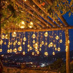 Hanging Star and Crescent Moon LED Curtain String Lights for Bedroom Ambiance | Thrascher