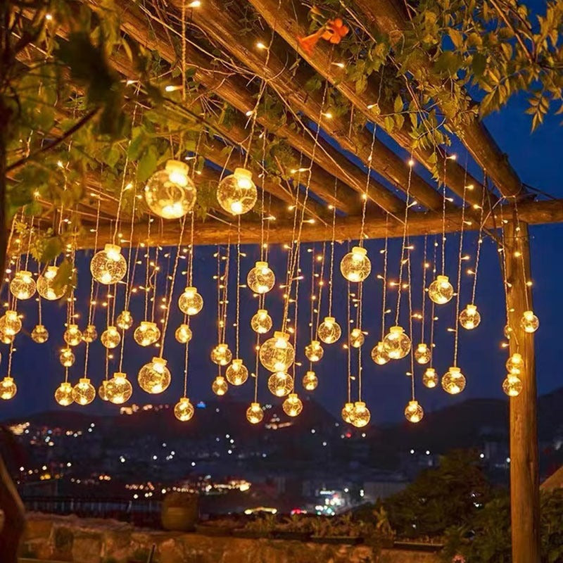 Hanging Star and Crescent Moon LED Curtain String Lights for Bedroom Ambiance | Thrascher