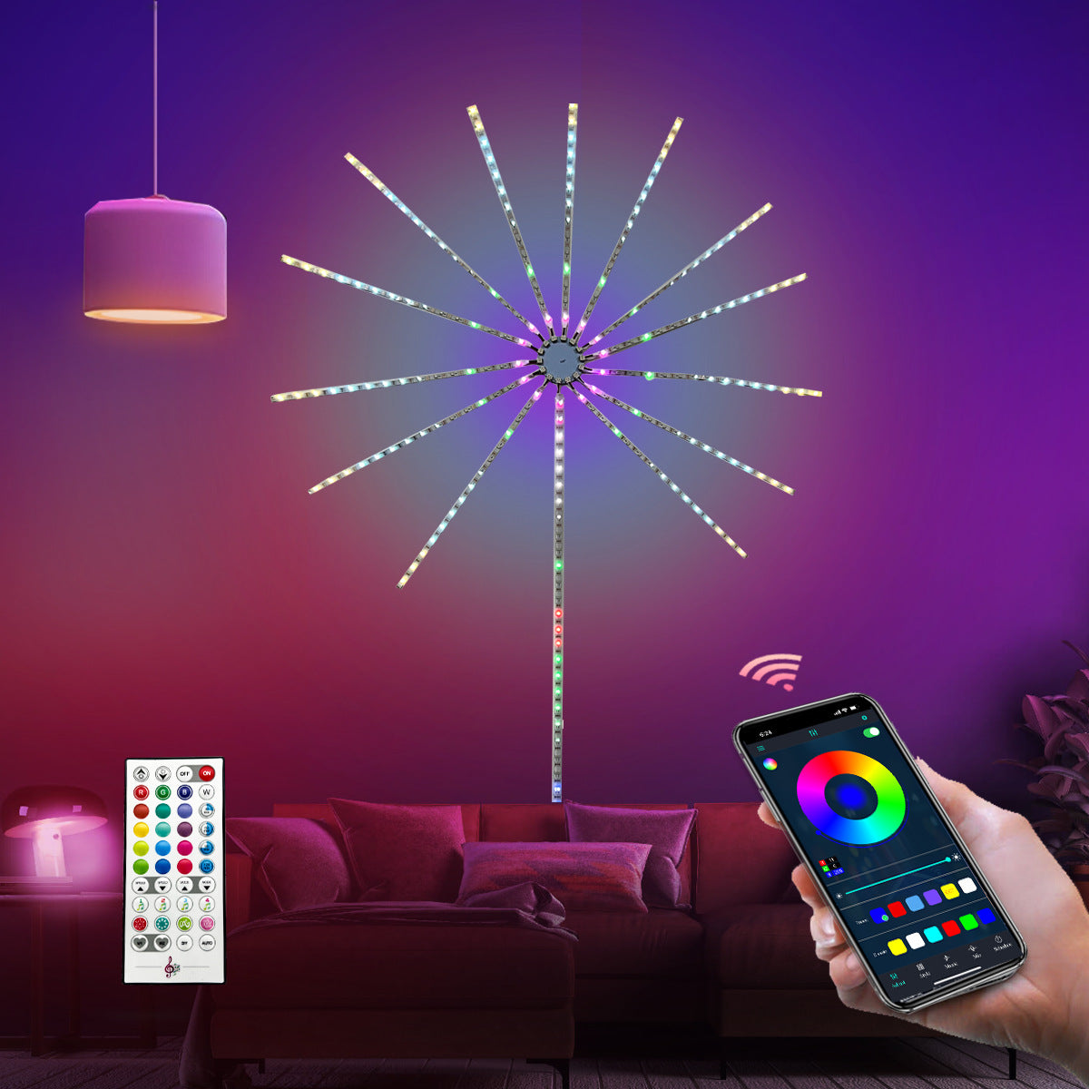 Hanging Star Explosion LED Fairy Light Sphere with Remote Control | Thrascher