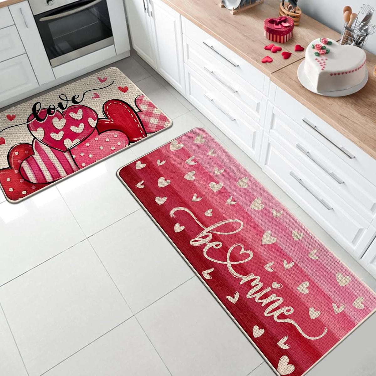 Heart-Themed Kitchen Runner Mat | Thrascher
