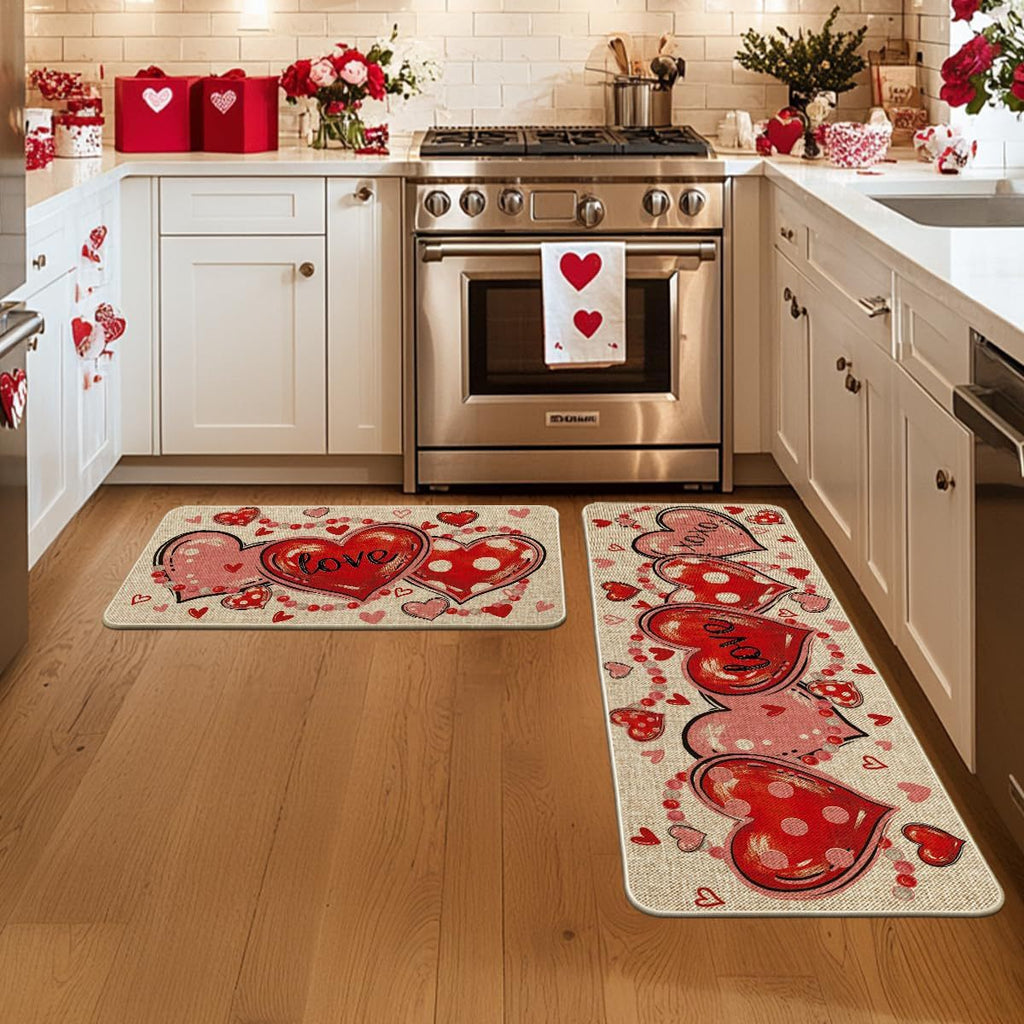 Heart-Themed Kitchen Runner Mat | Thrascher