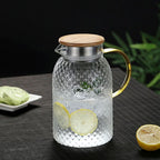 Heat-Resistant Recycled Glass Pitcher with Bamboo Lid, 34 oz or 64 oz
