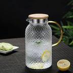 Heat-Resistant Recycled Glass Pitcher with Bamboo Lid, 34 oz or 64 oz