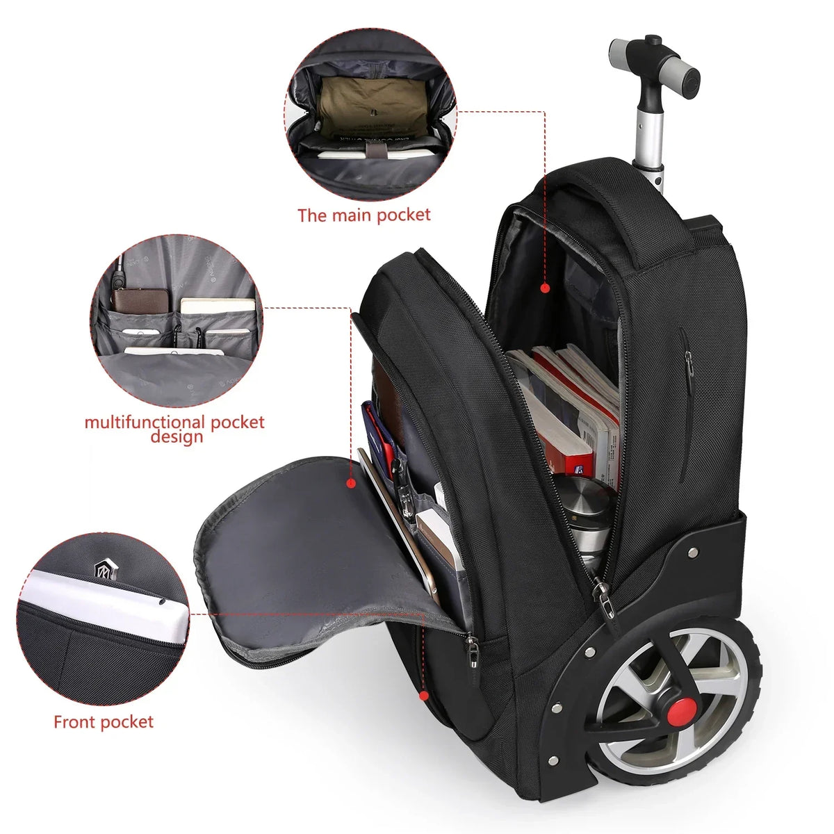 Helsinki Rolling Laptop Backpack Trolley, 17.3-Inch, 30/45 L, view 2