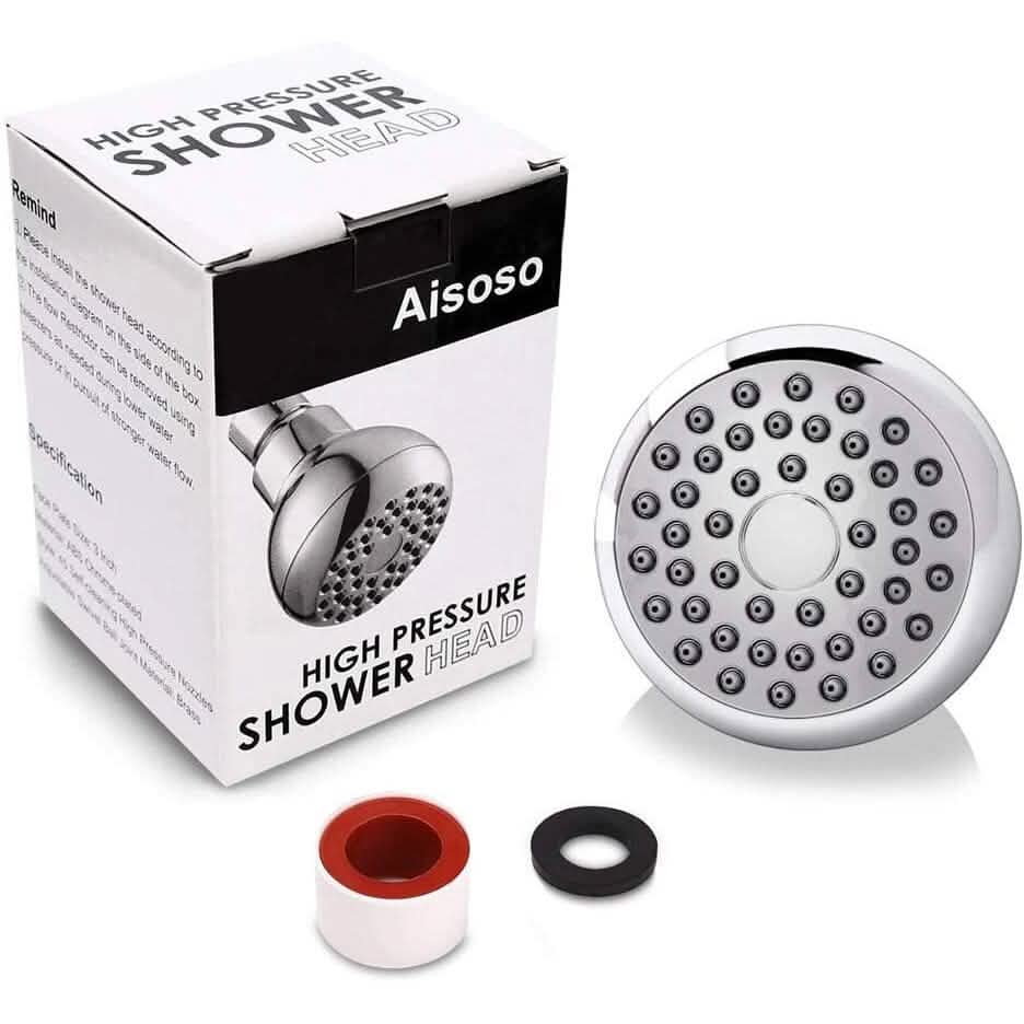 3-Inch Fixed Showerhead with Brass Swivel Joint, ABS Body, Chrome Finish