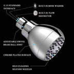 3-Inch Fixed Showerhead with Brass Swivel Joint, ABS Body, Chrome Finish