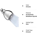 3-Inch Fixed Showerhead with Brass Swivel Joint, ABS Body, Chrome Finish
