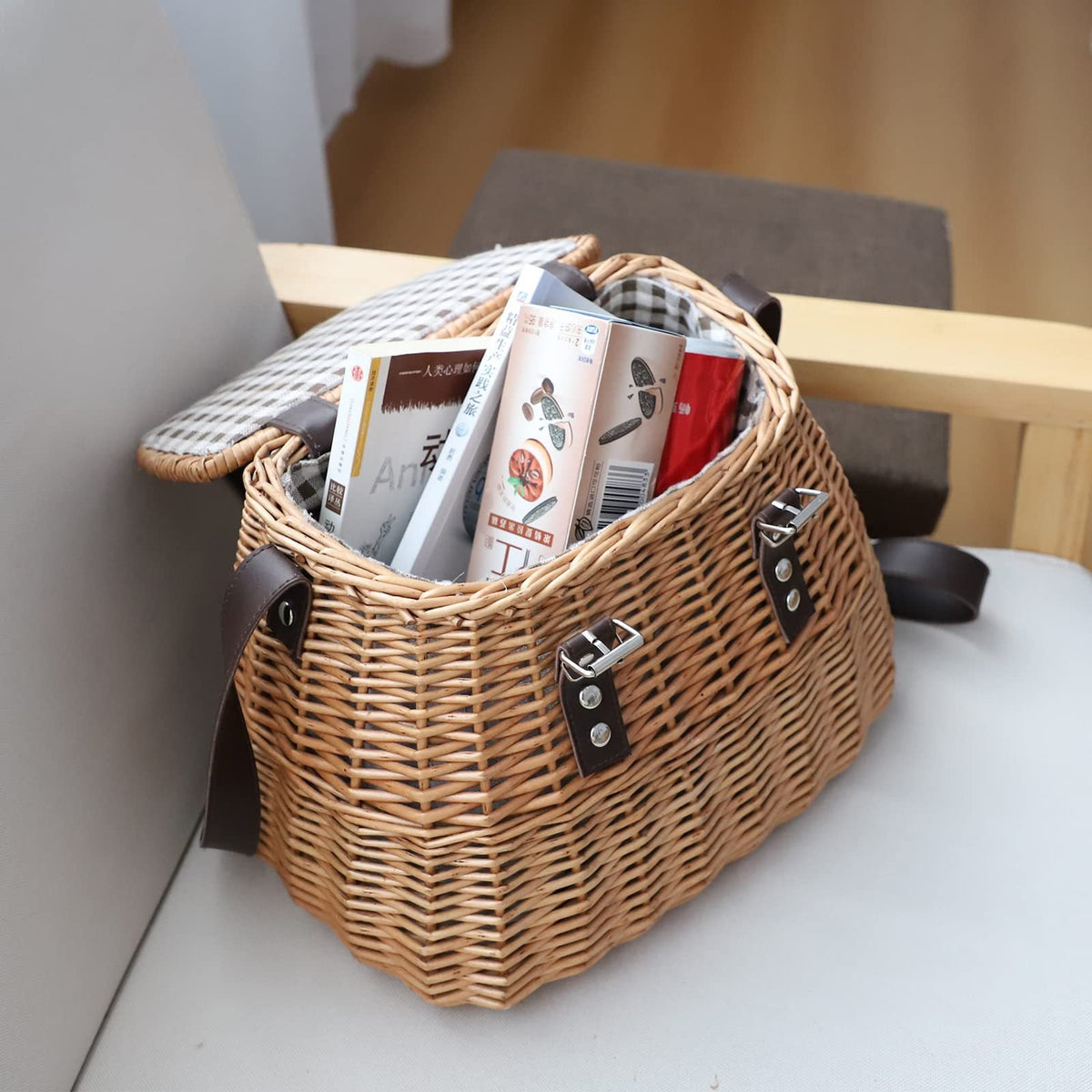 High-Quality Shopping Basket with Leather Handles | Thrascher