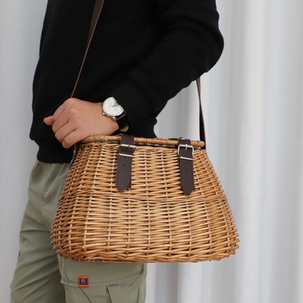 High-Quality Shopping Basket with Leather Handles | Thrascher
