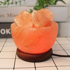 Himalayan Salt Crystal Sphere Lamp with Color Changing LED and Natural Wood Base | Thrascher