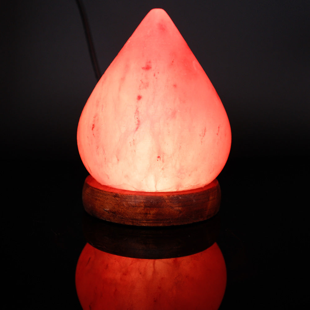 Himalayan Salt Crystal Sphere Lamp with Color Changing LED and Natural Wood Base | Thrascher