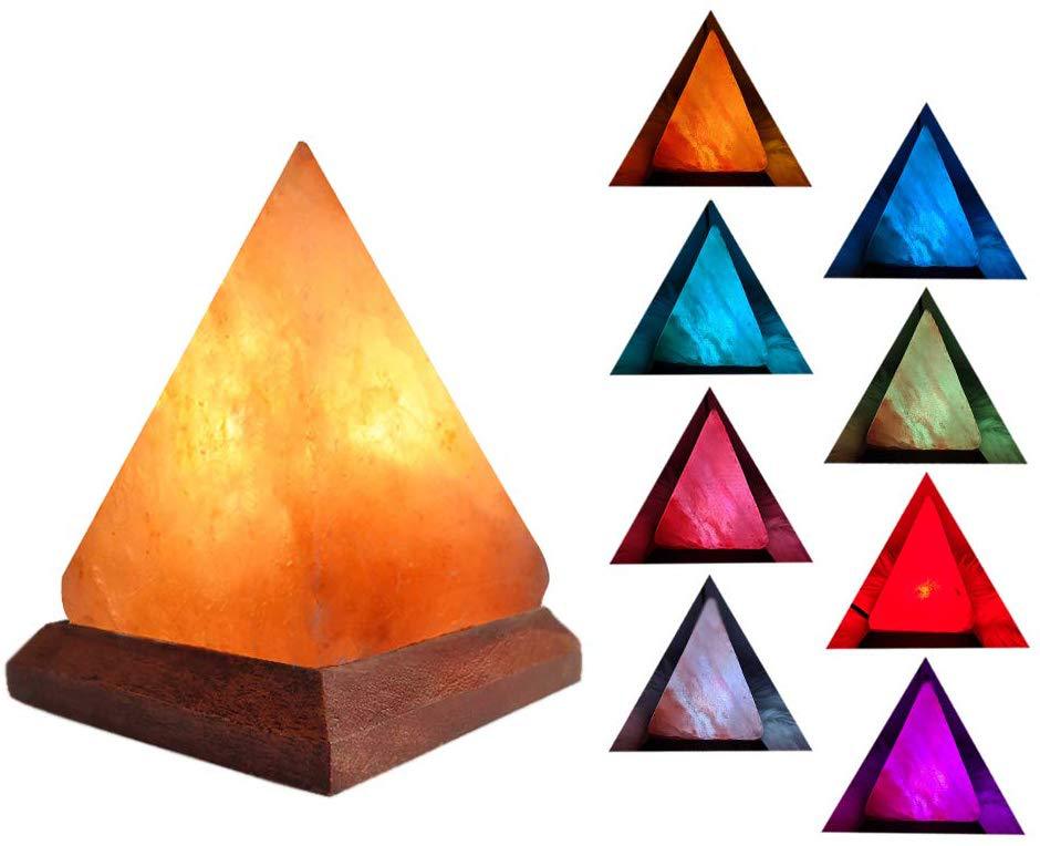 Himalayan Salt Crystal Sphere Lamp with Color Changing LED and Natural Wood Base | Thrascher