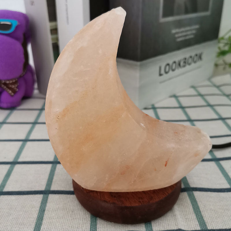 Himalayan Salt Crystal Sphere Lamp with Color Changing LED and Natural Wood Base | Thrascher