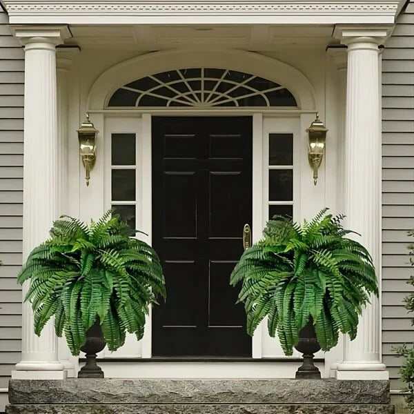 UV-Resistant Artificial Boston Fern, PVC, Adjustable Stems