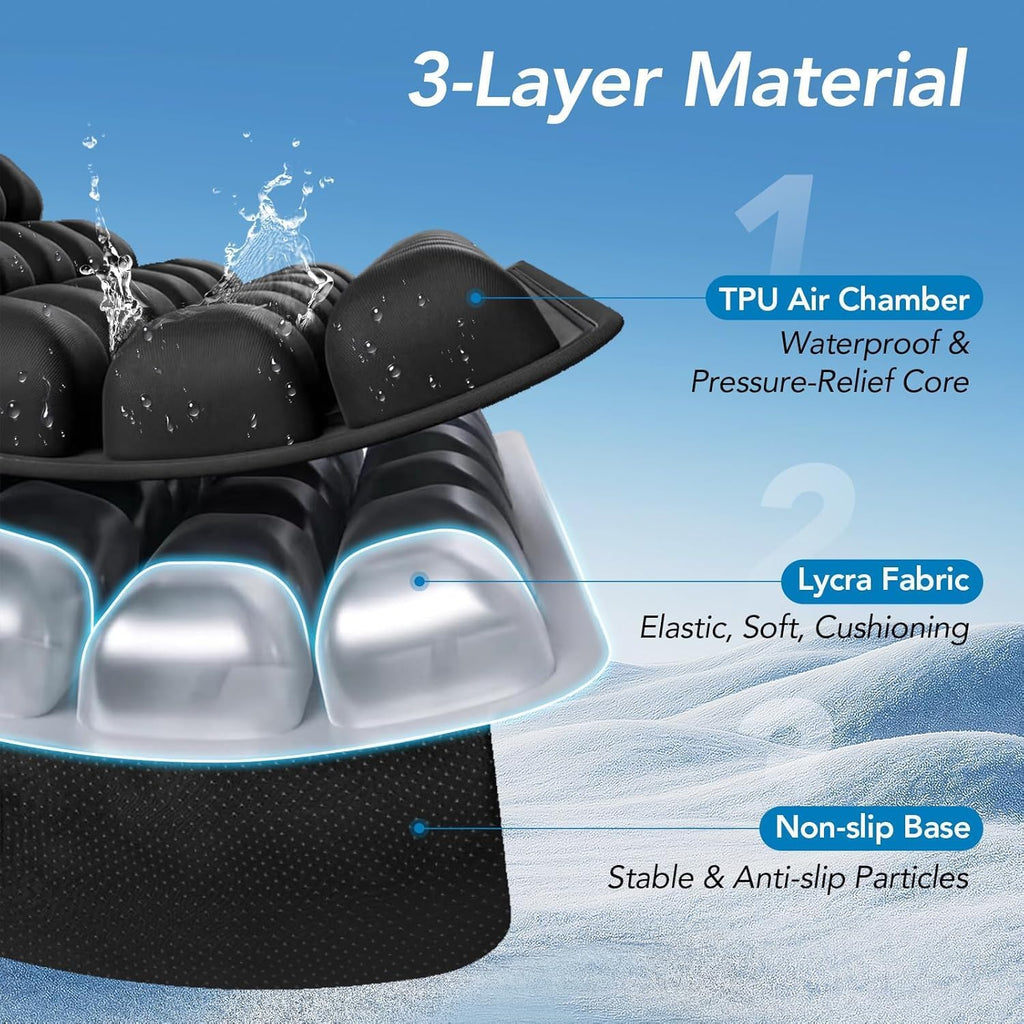 Inflatable Travel Seat Cushion, 36 Air Cells, Lycra and TPU, view 3