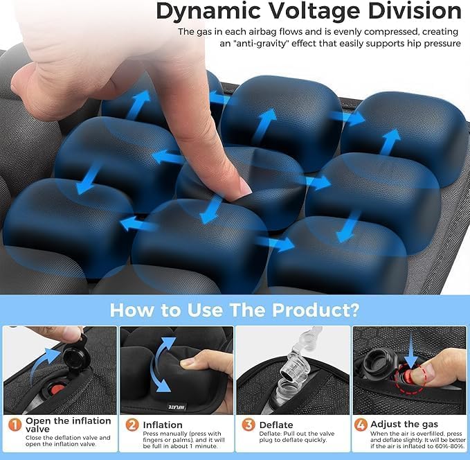 Inflatable Travel Seat Cushion, 36 Air Cells, Lycra and TPU, view 4
