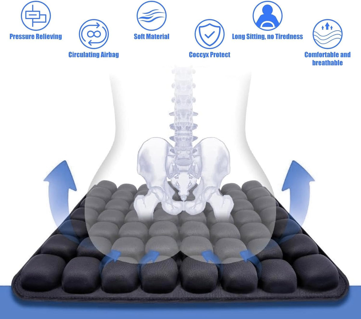Inflatable Travel Seat Cushion, 36 Air Cells, Lycra and TPU, view 6