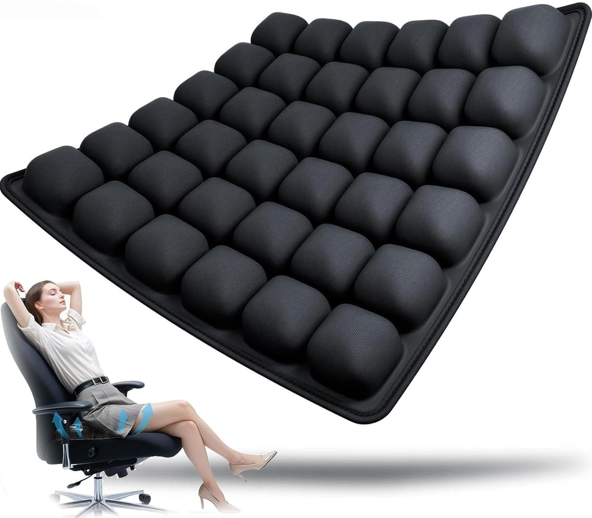 Inflatable Travel Seat Cushion, 36 Air Cells, Lycra and TPU
