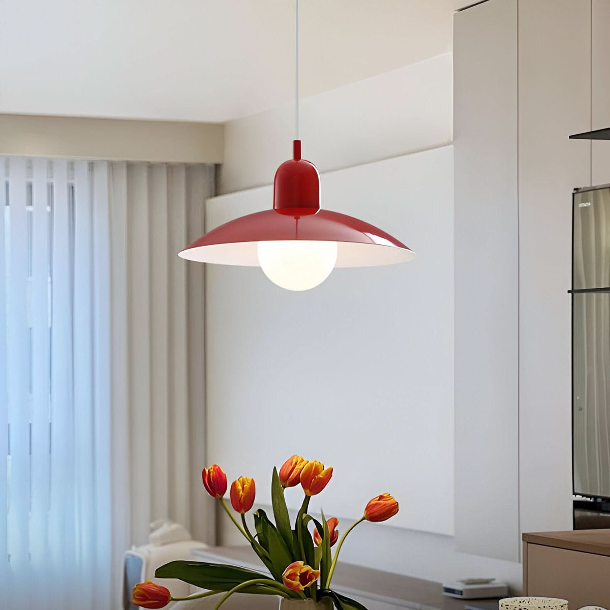 Iron Bauhaus Pendant Light, 1.5m Adjustable Cord, 32cm Shade, view 3