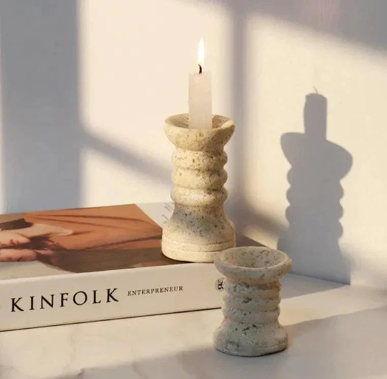Jorrunda Travertine Candle Holders