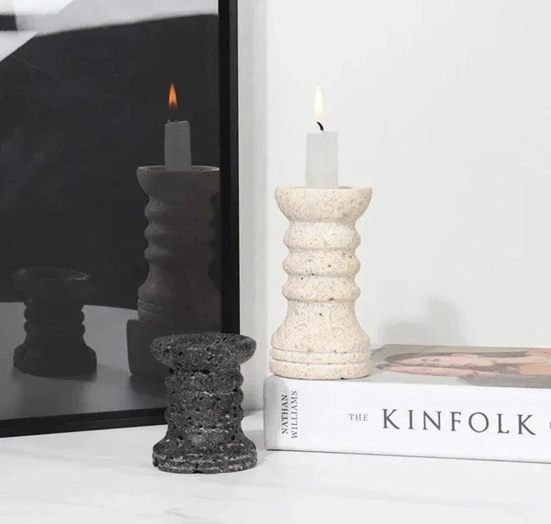 Jorrunda Travertine Candle Holders