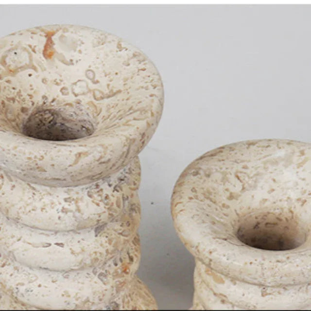 Jorrunda Travertine Candle Holders