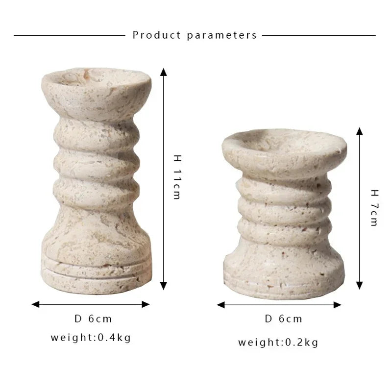 Jorrunda Travertine Candle Holders
