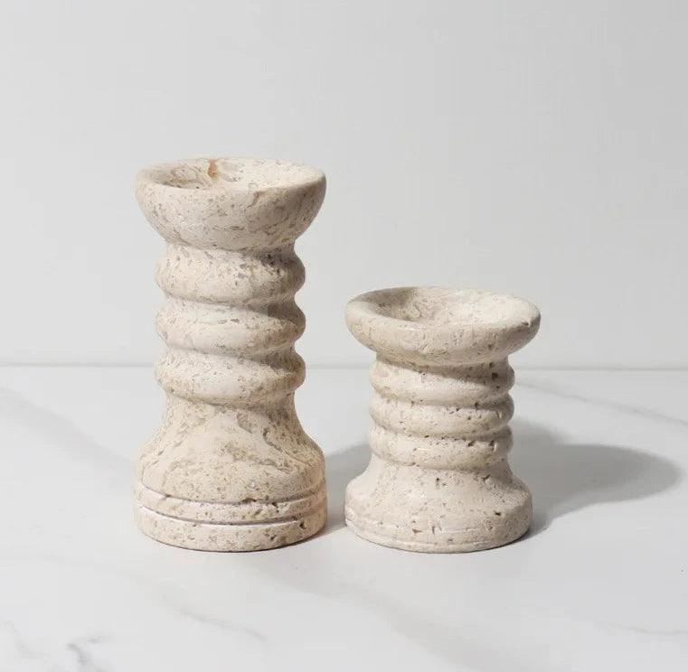 Jorrunda Travertine Candle Holders