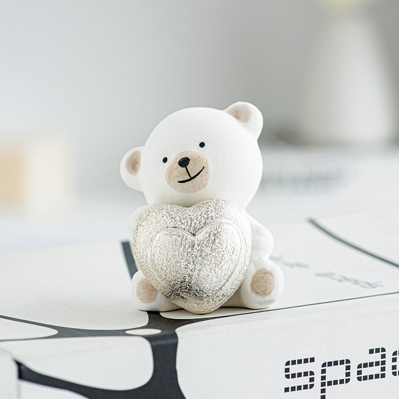 Kawaii Bear Figurine with Heart | Thrascher