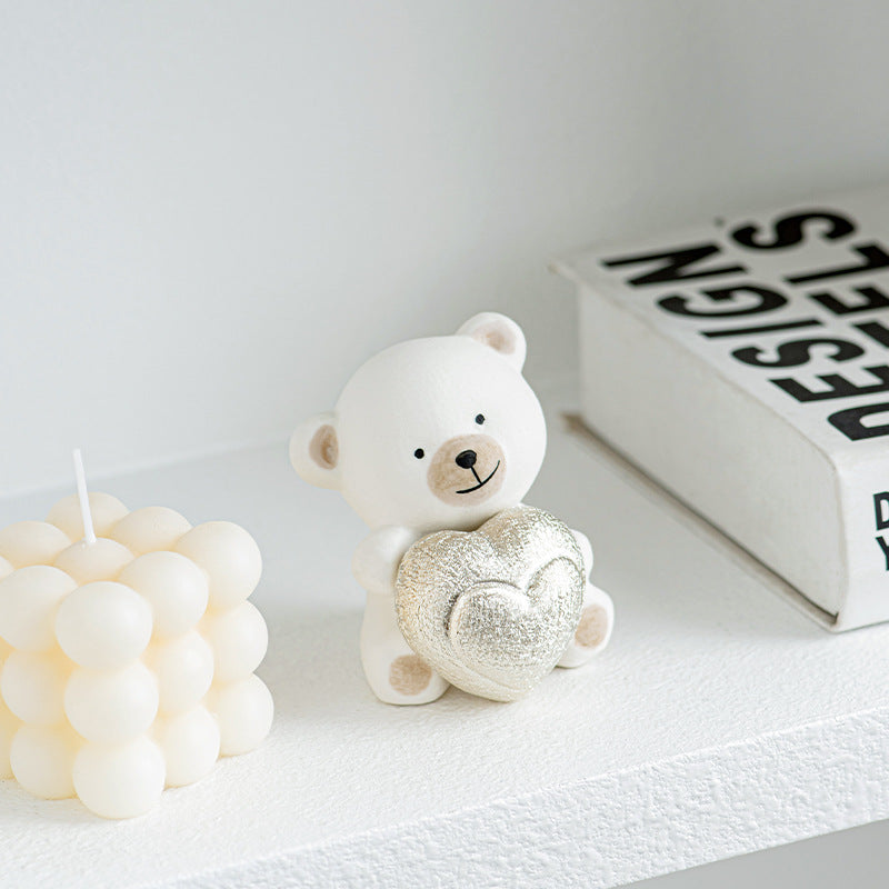 Kawaii Bear Figurine with Heart | Thrascher