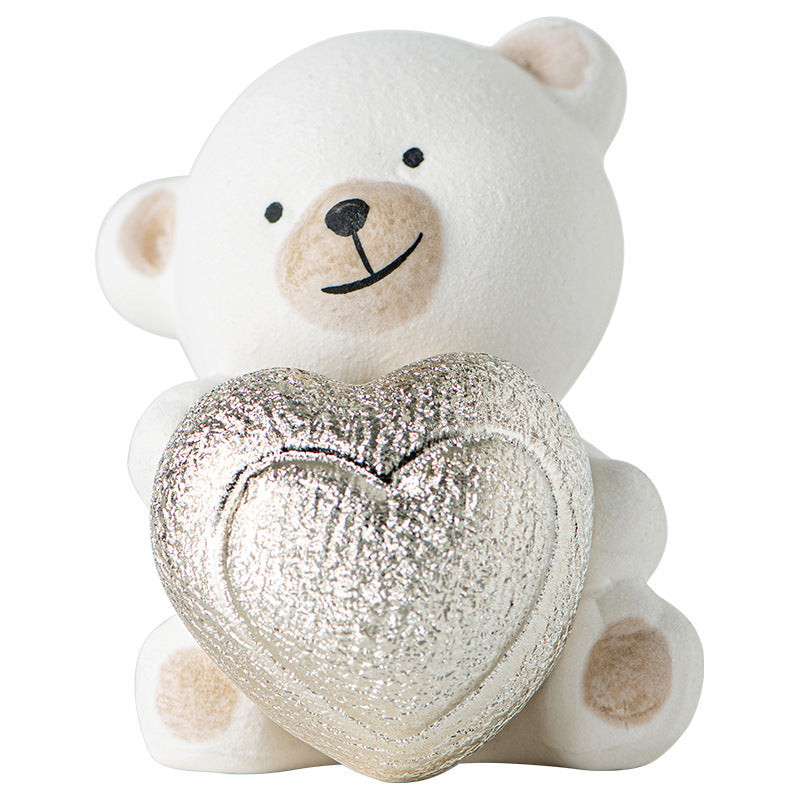 Kawaii Bear Figurine with Heart | Thrascher