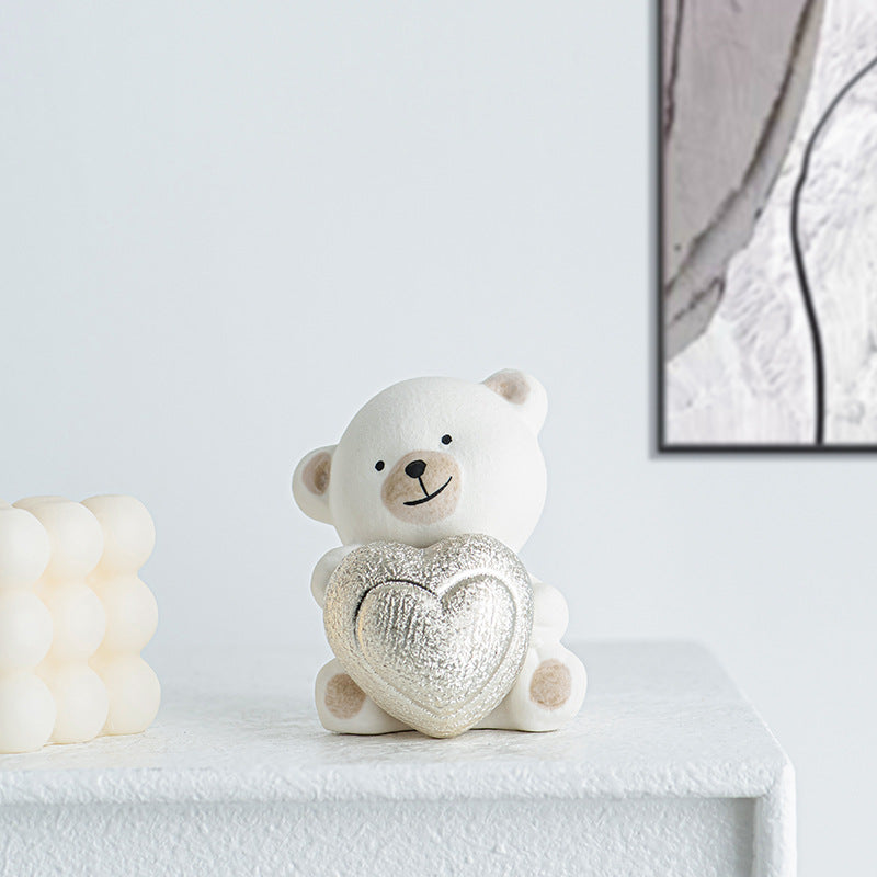 Kawaii Bear Figurine with Heart | Thrascher