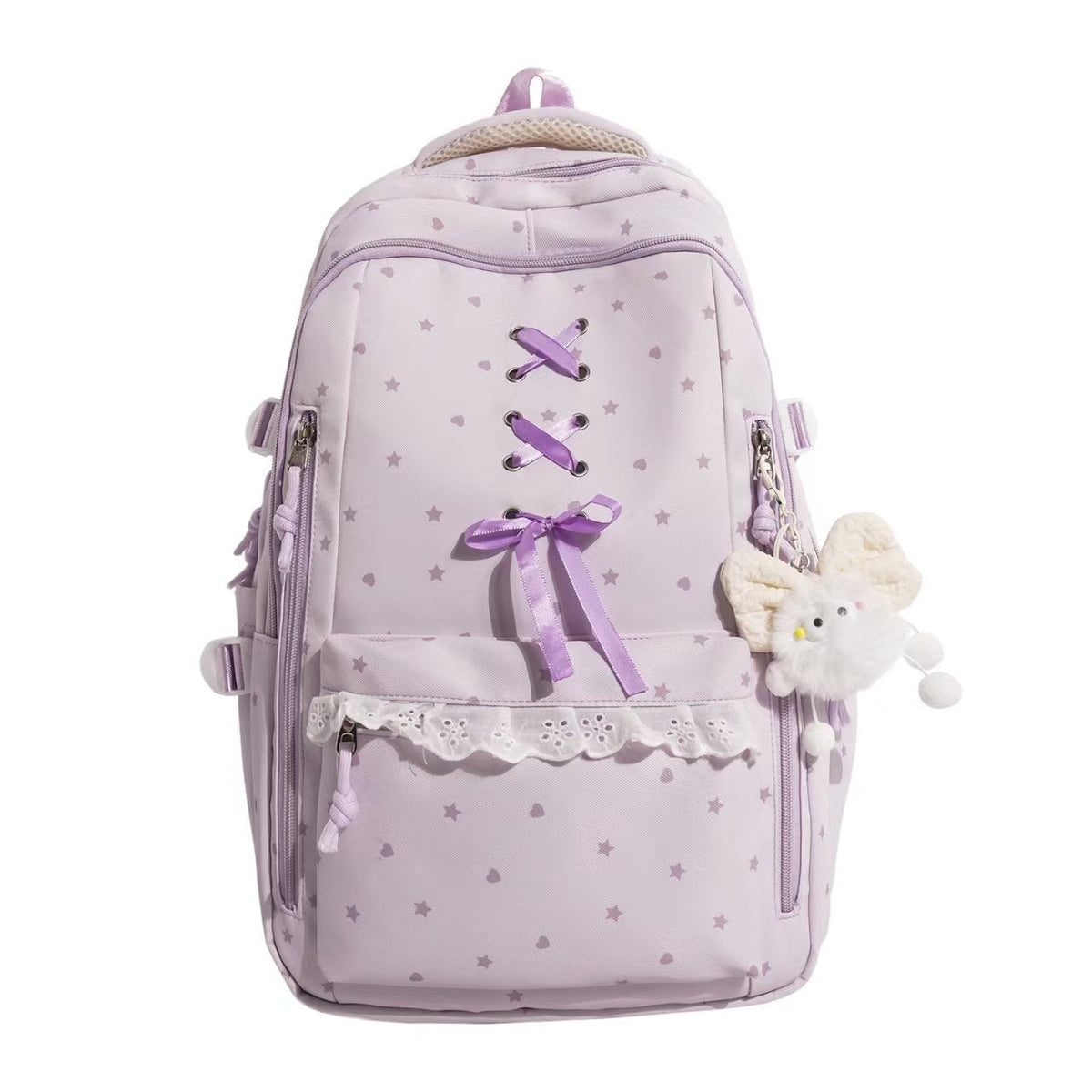 Lace-Up Detail School Backpack with Padded Shoulder Straps, view 2
