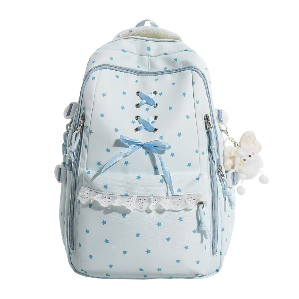 Lace-Up Detail School Backpack with Padded Shoulder Straps, view 3