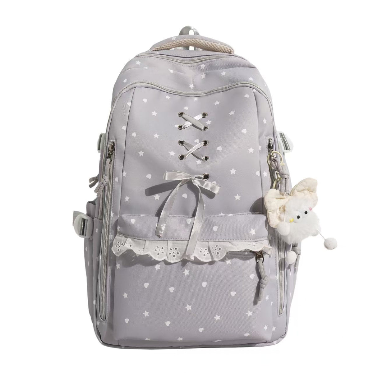 Lace-Up Detail School Backpack with Padded Shoulder Straps, view 4