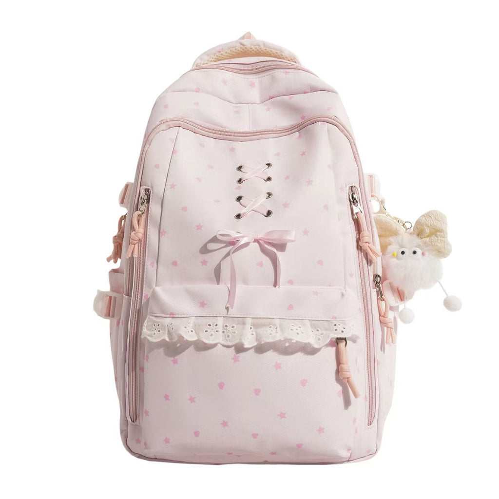 Lace-Up Detail School Backpack with Padded Shoulder Straps